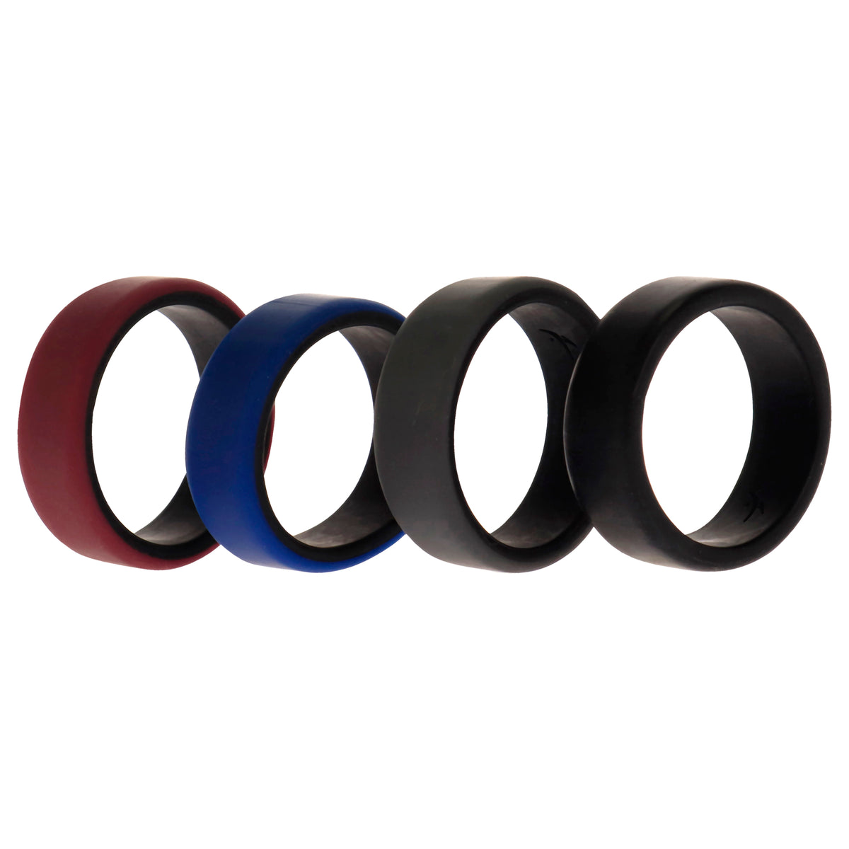 Silicone Wedding 2Layer Beveled 8mm Ring Set  Bordeaux by ROQ for Men  4 x 10 mm Ring