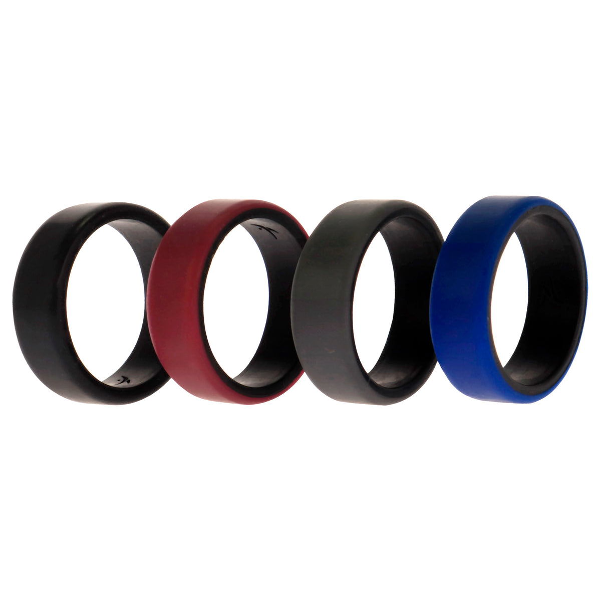 Silicone Wedding 2Layer Beveled 8mm Ring Set  Bordeaux by ROQ for Men  4 x 11 mm Ring