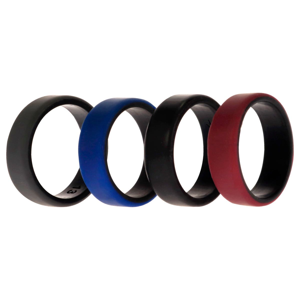 Silicone Wedding 2Layer Beveled 8mm Ring Set  Bordeaux by ROQ for Men  4 x 13 mm Ring