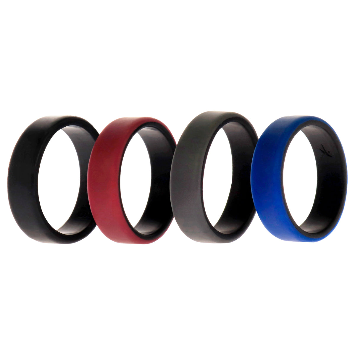 Silicone Wedding 2Layer Beveled 8mm Ring Set  Bordeaux by ROQ for Men  4 x 16 mm Ring