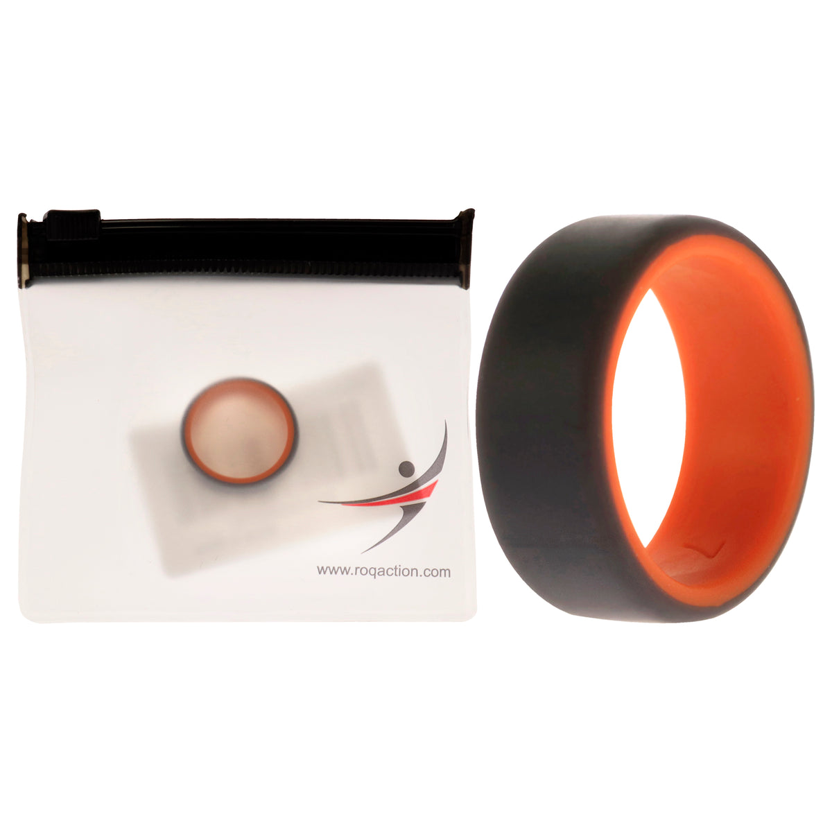 Silicone Wedding 2Layer Beveled 8mm Ring  OrangeGrey by ROQ for Men  7 mm Ring