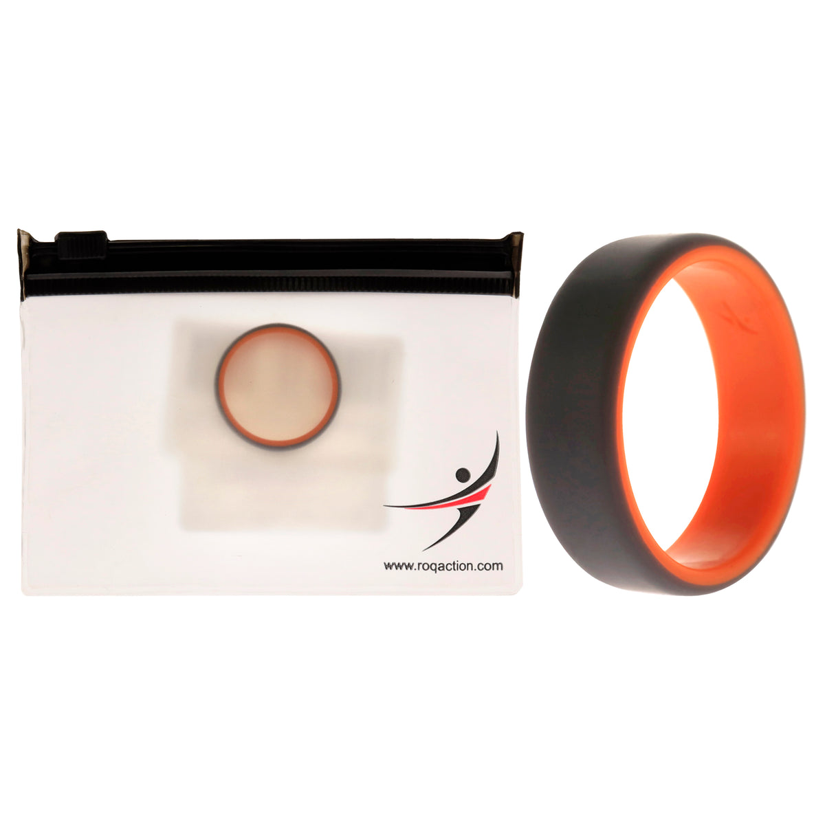 Silicone Wedding 2Layer Beveled 8mm Ring  OrangeGrey by ROQ for Men  13 mm Ring