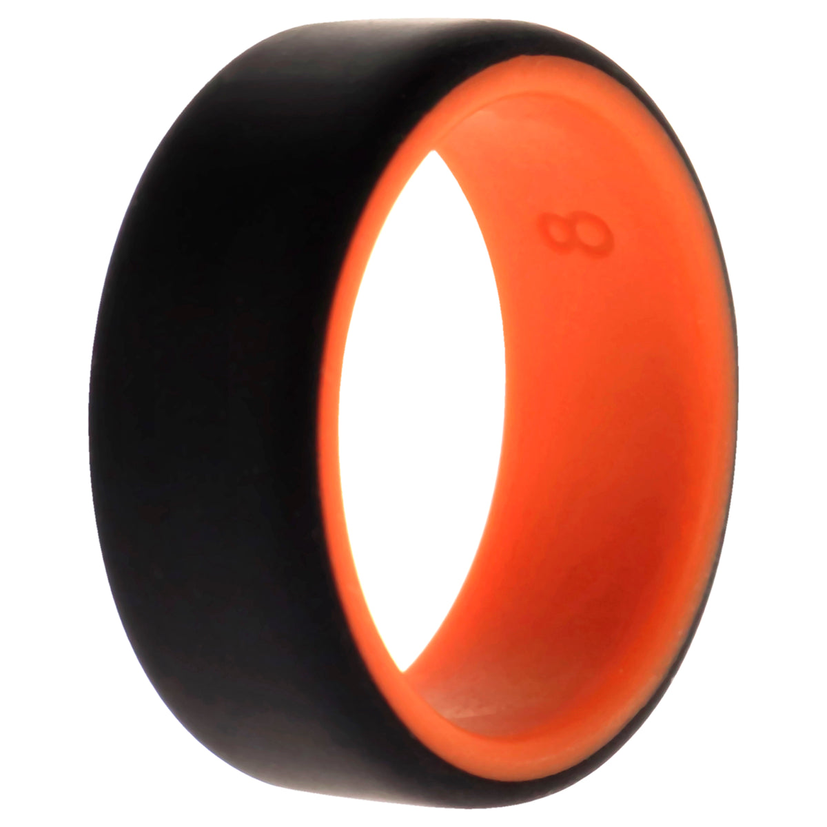 Silicone Wedding 2Layer Beveled 8mm Ring  OrangeBlack by ROQ for Men  8 mm Ring