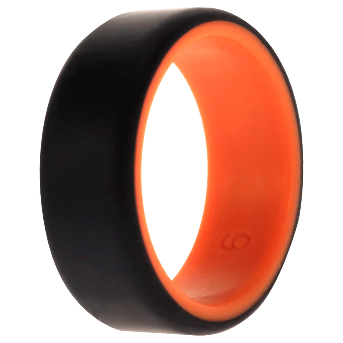 Silicone Wedding 2Layer Beveled 8mm Ring  OrangeBlack by ROQ for Men  9 mm Ring