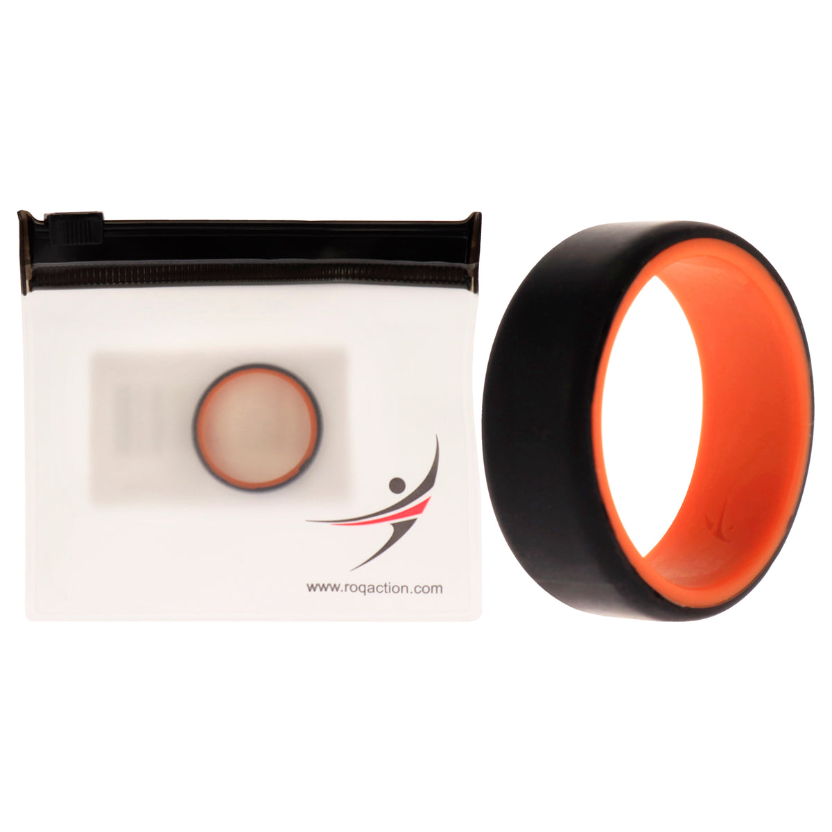 Silicone Wedding 2Layer Beveled 8mm Ring  OrangeBlack by ROQ for Men  10 mm Ring