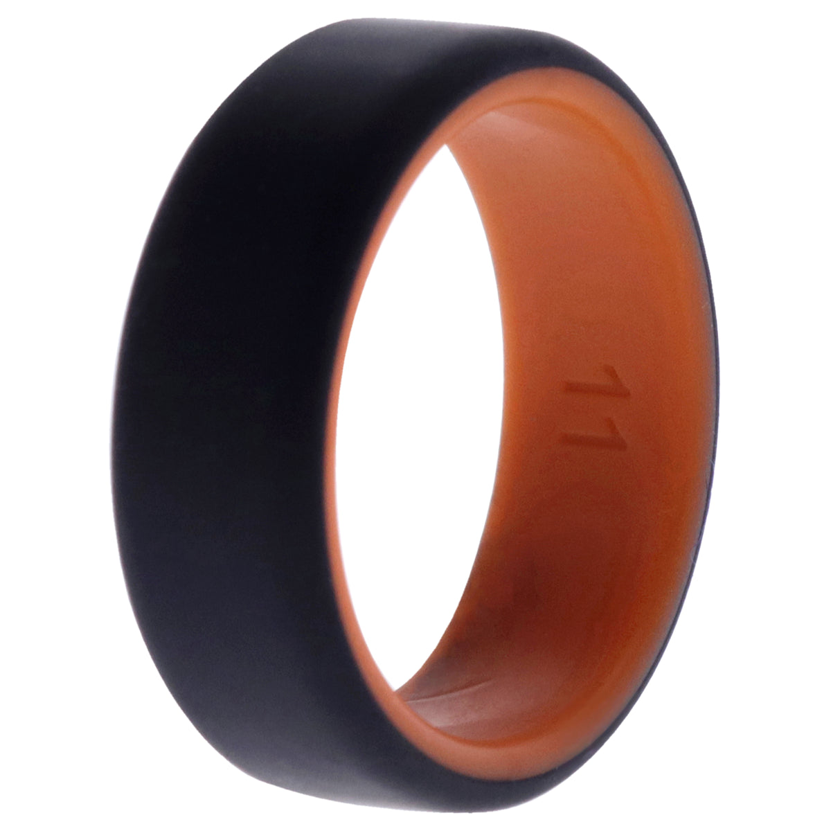 Silicone Wedding 2Layer Beveled 8mm Ring  OrangeBlack by ROQ for Men  11 mm Ring