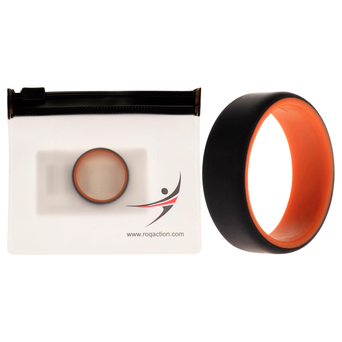 Silicone Wedding 2Layer Beveled 8mm Ring  OrangeBlack by ROQ for Men  12 mm Ring