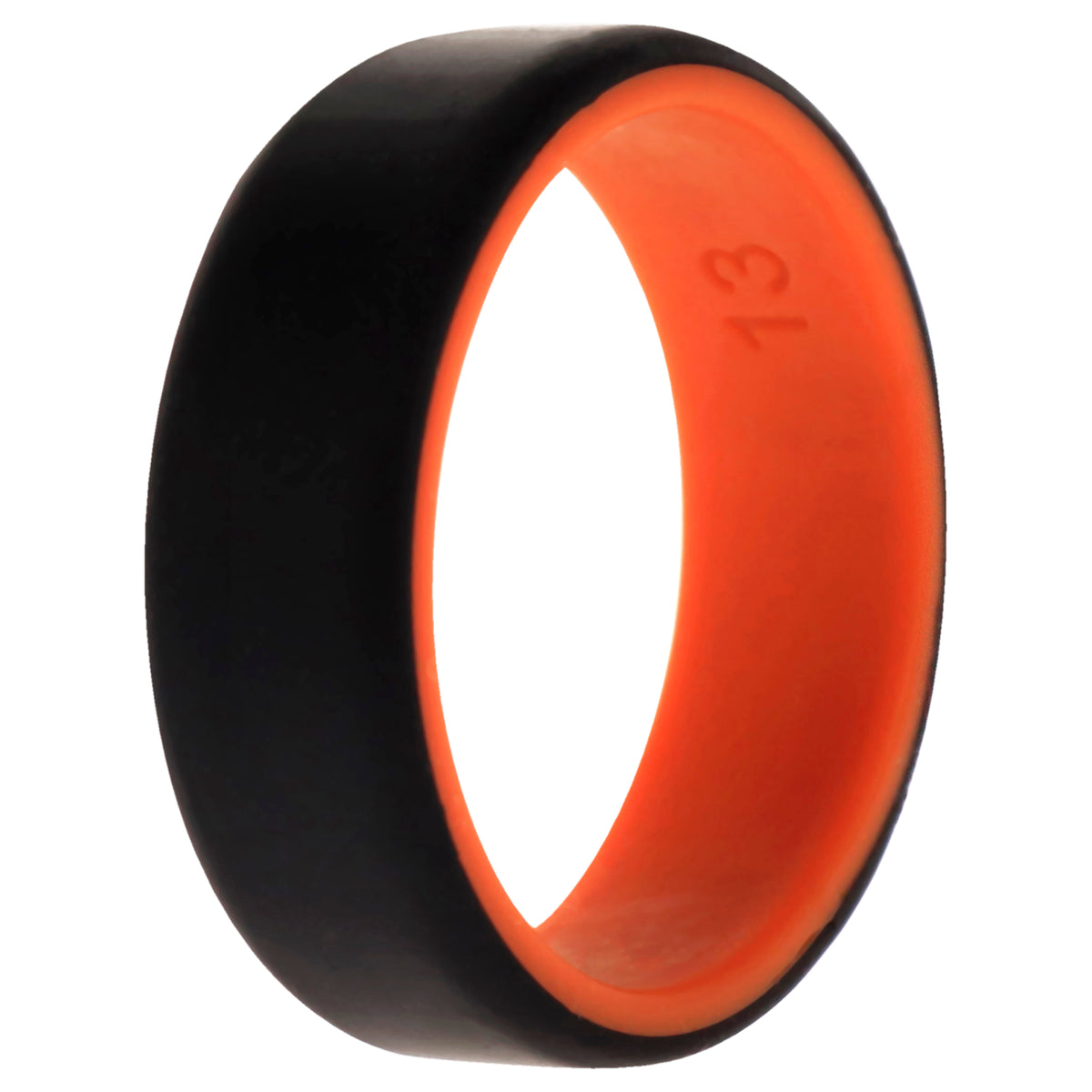 Silicone Wedding 2Layer Beveled 8mm Ring  OrangeBlack by ROQ for Men  13 mm Ring