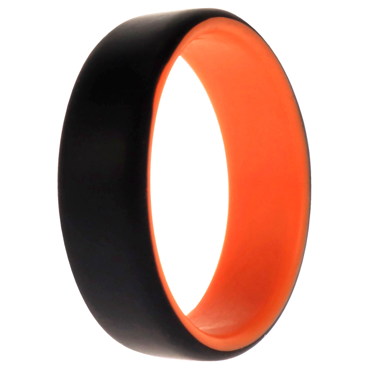 Silicone Wedding 2Layer Beveled 8mm Ring  OrangeBlack by ROQ for Men  14 mm Ring