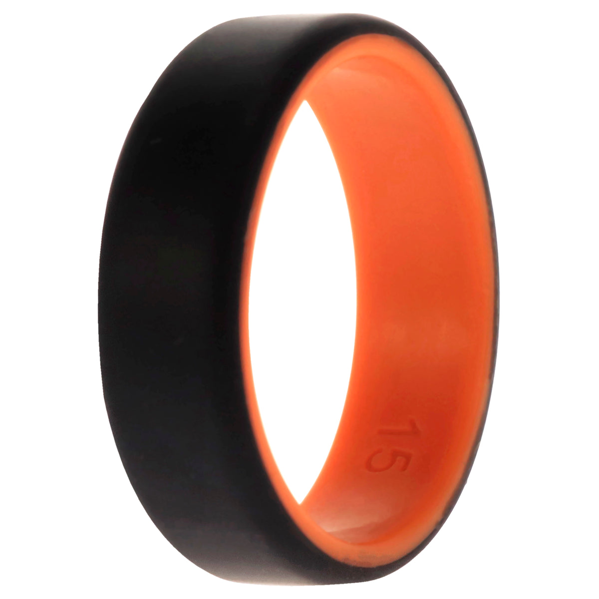 Silicone Wedding 2Layer Beveled 8mm Ring  OrangeBlack by ROQ for Men  15 mm Ring