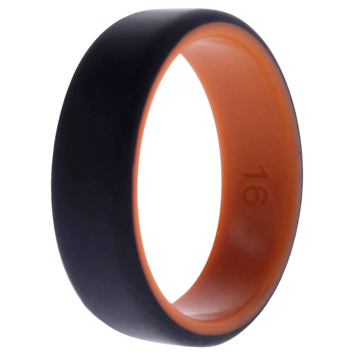 Silicone Wedding 2Layer Beveled 8mm Ring  OrangeBlack by ROQ for Men  16 mm Ring