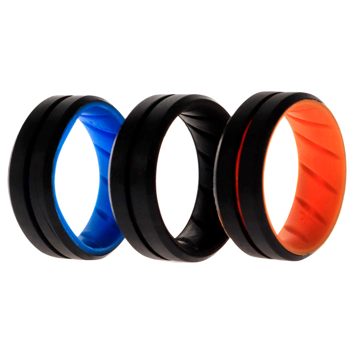 Silicone Wedding BR Middle Line Ring Set  MultiColor by ROQ for Men  3 x 8 mm Ring