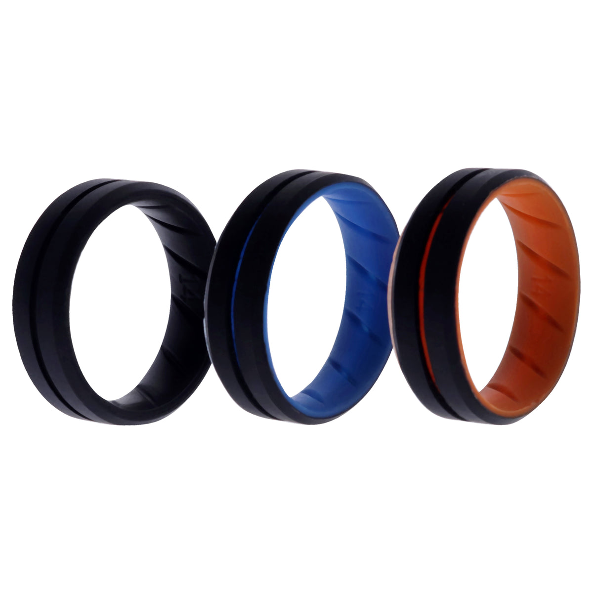 Silicone Wedding BR Middle Line Ring Set  MultiColor by ROQ for Men  3 x 14 mm Ring