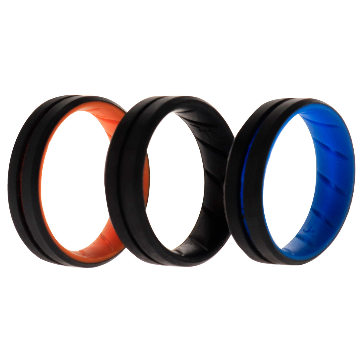 Silicone Wedding BR Middle Line Ring Set  MultiColor by ROQ for Men  3 x 16 mm Ring