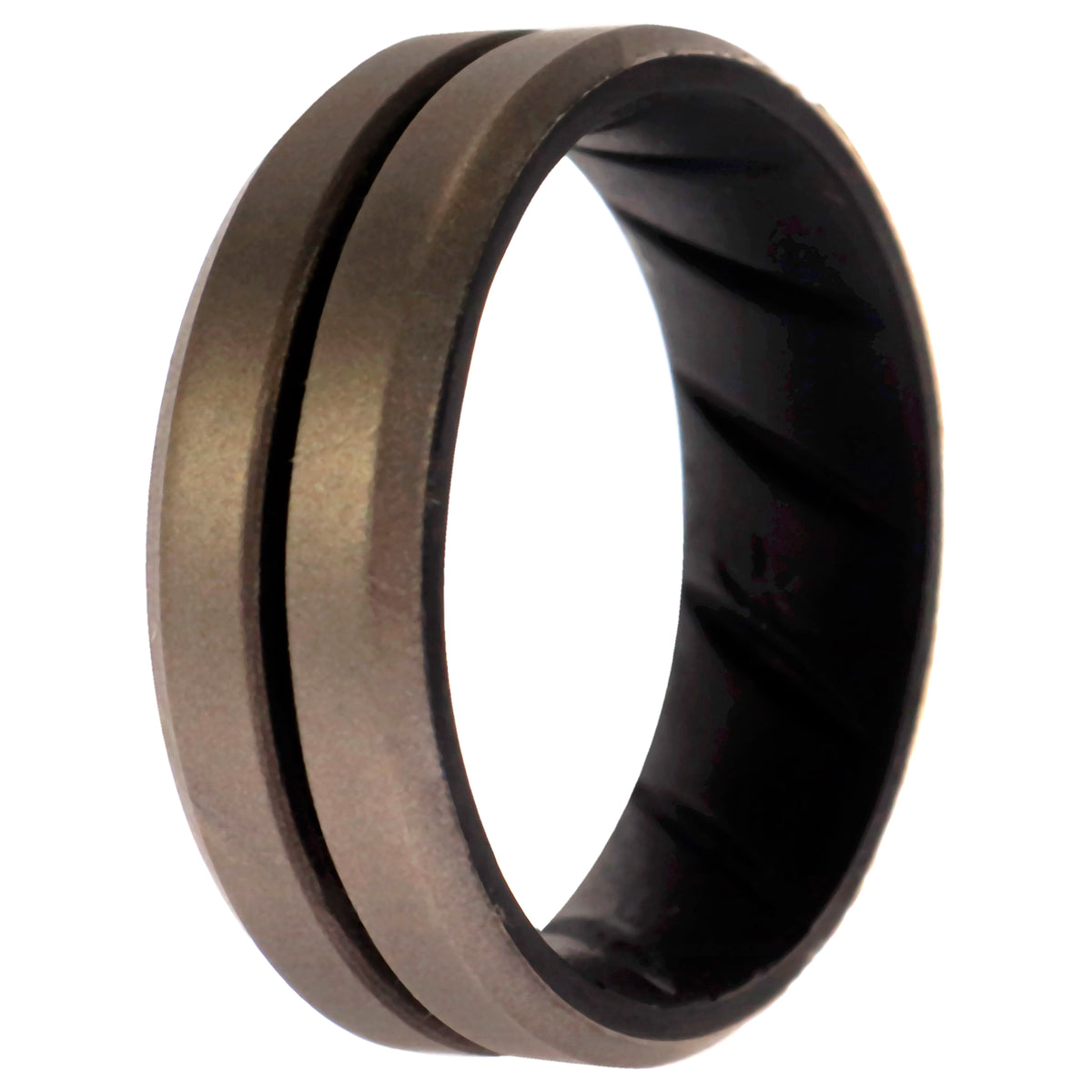 Silicone Wedding BR Middle Line Ring  BlackSilver by ROQ for Men  10 mm Ring