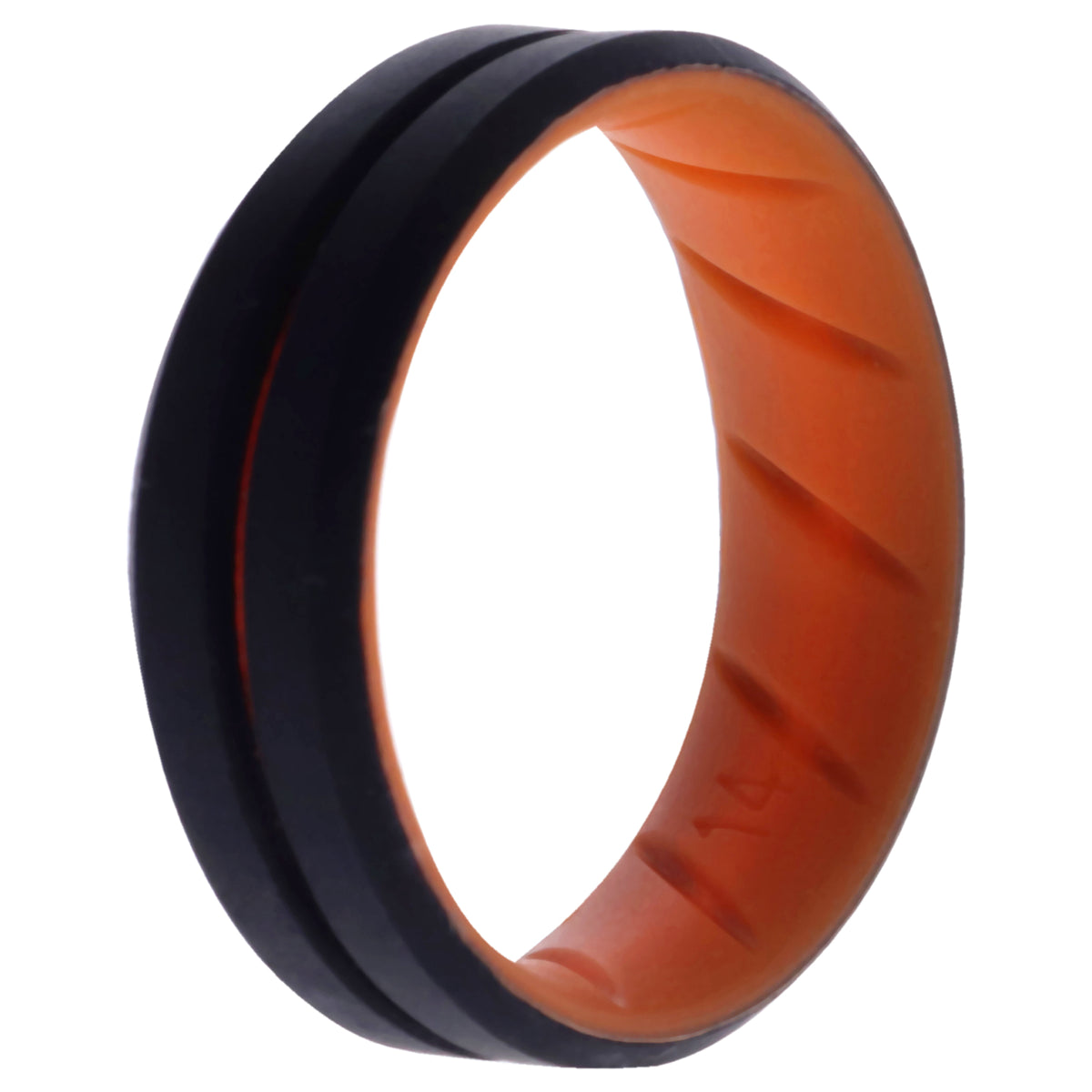 Silicone Wedding BR Middle Line Ring  OrangeBlack by ROQ for Men  14 mm Ring