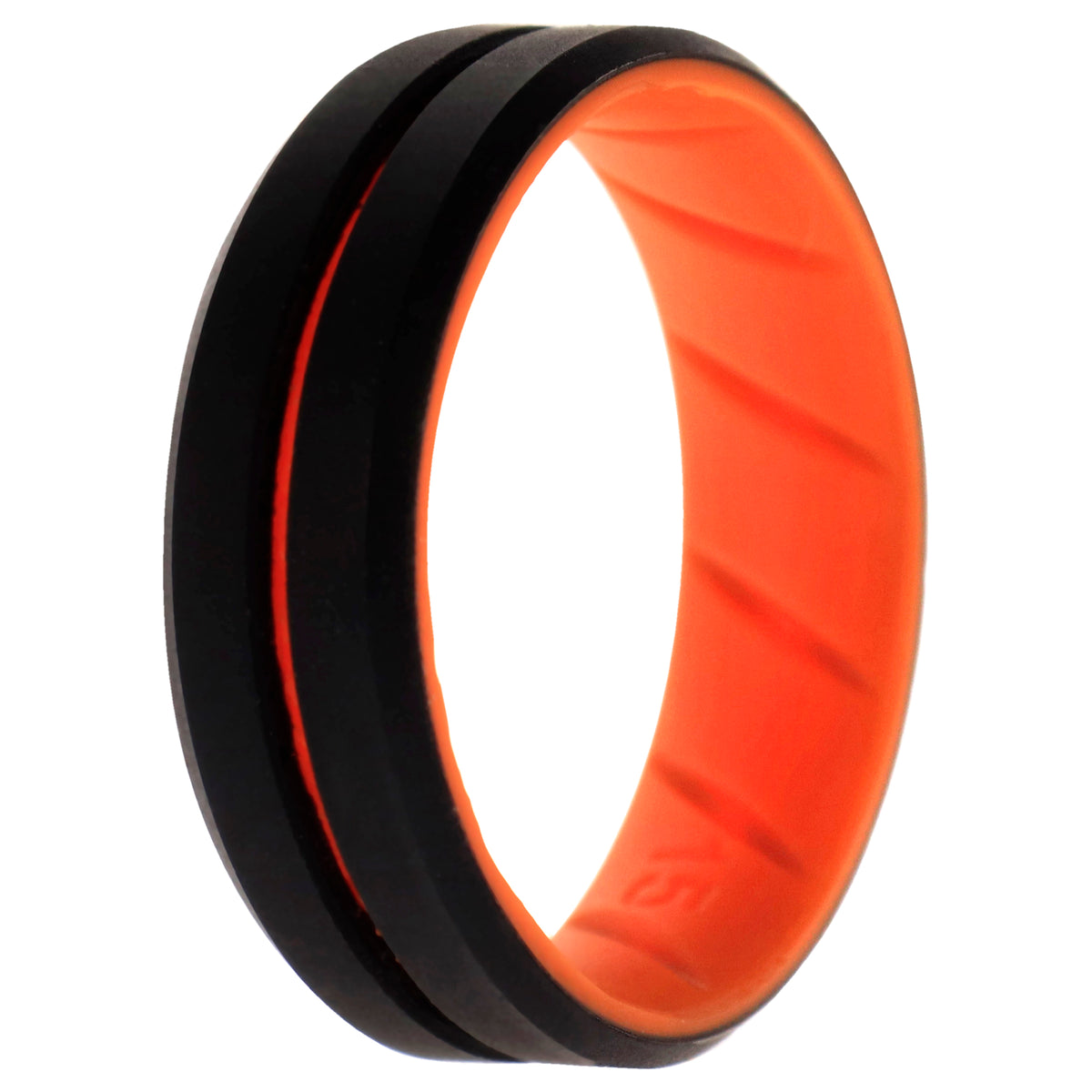 Silicone Wedding BR Middle Line Ring  OrangeBlack by ROQ for Men  15 mm Ring