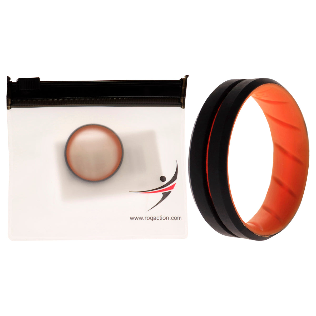 Silicone Wedding BR Middle Line Ring  OrangeBlack by ROQ for Men  16 mm Ring