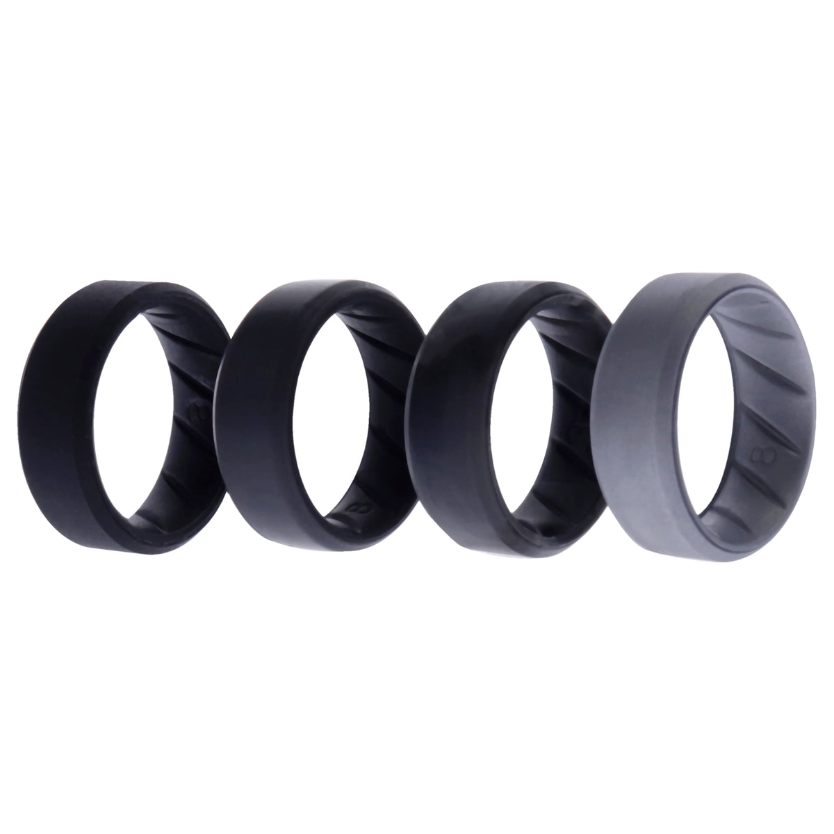 Silicone Wedding BR 8mm Edge Ring Set  BlackCamo by ROQ for Men  4 x 8 mm Ring