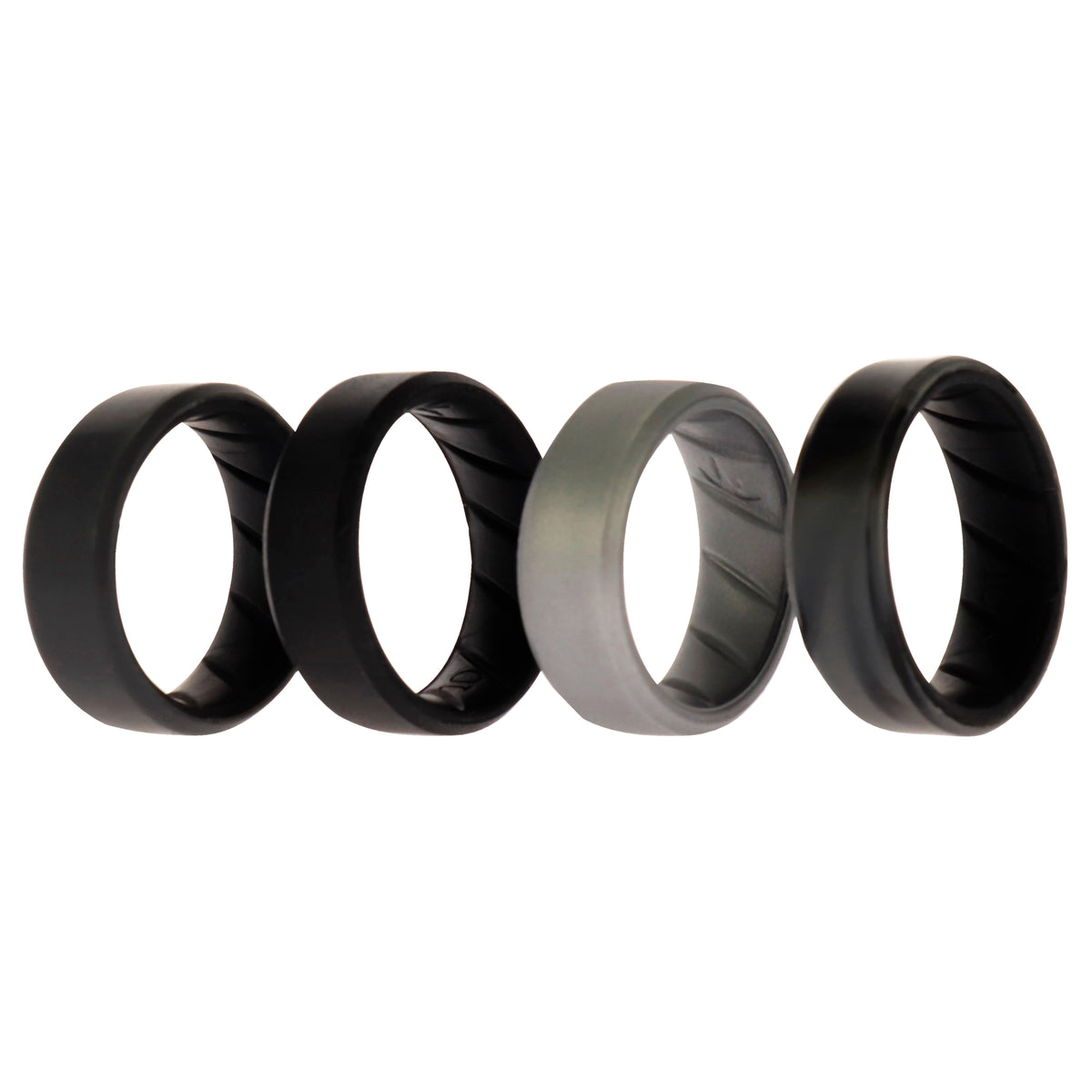 Silicone Wedding BR 8mm Edge Ring Set  BlackCamo by ROQ for Men  4 x 10 mm Ring