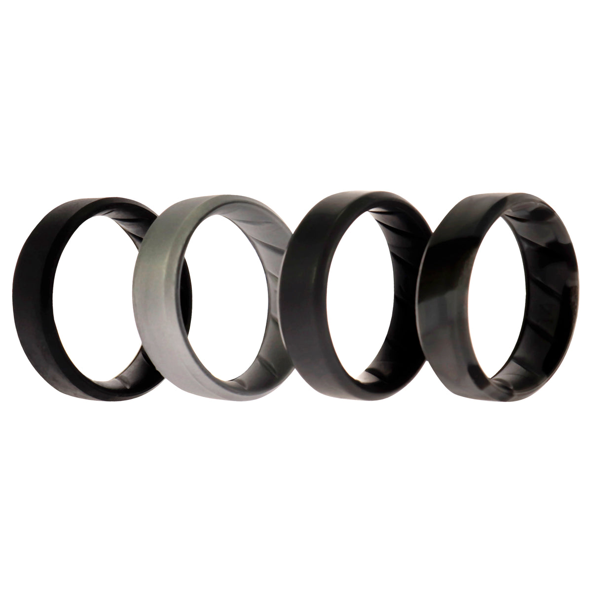 Silicone Wedding BR 8mm Edge Ring Set  BlackCamo by ROQ for Men  4 x 14 mm Ring