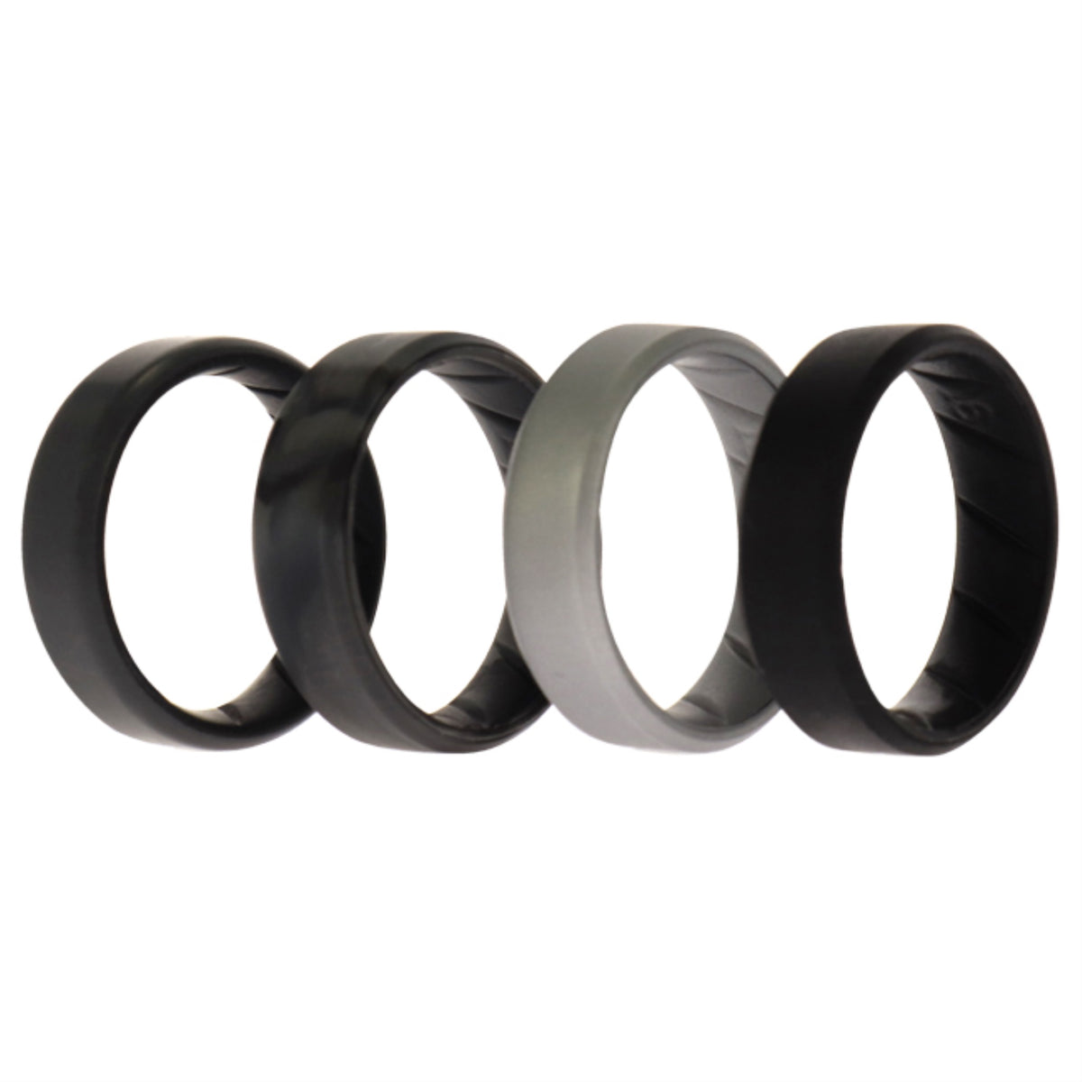 Silicone Wedding BR 8mm Edge Ring Set  BlackCamo by ROQ for Men  4 x 16 mm Ring