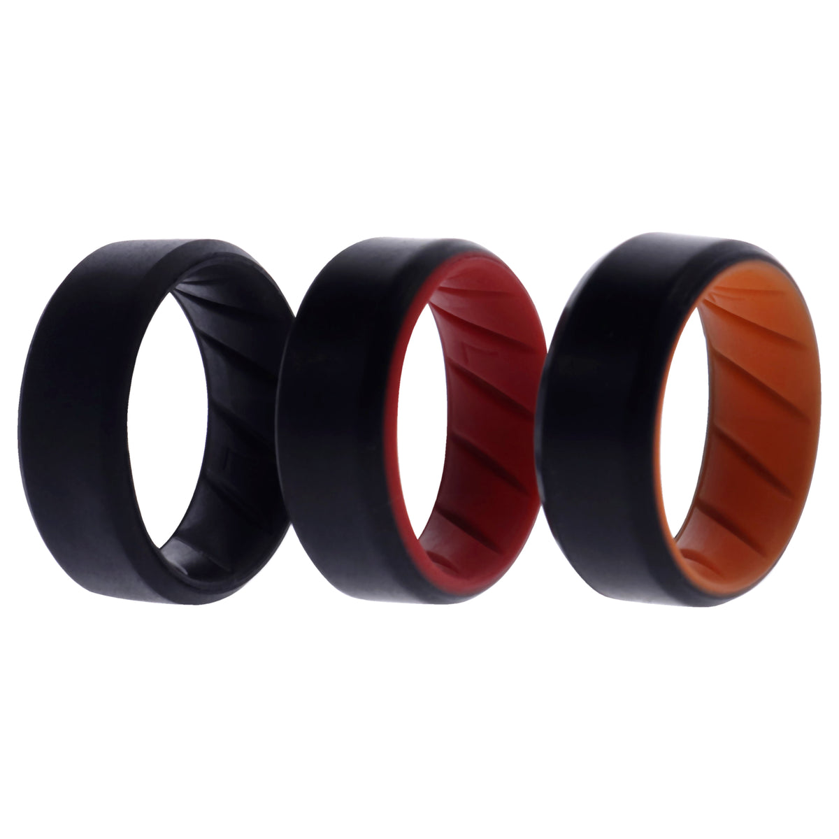 Silicone Wedding BR 8mm Edge Ring Set  MultiColor by ROQ for Men  3 x 7 mm Ring