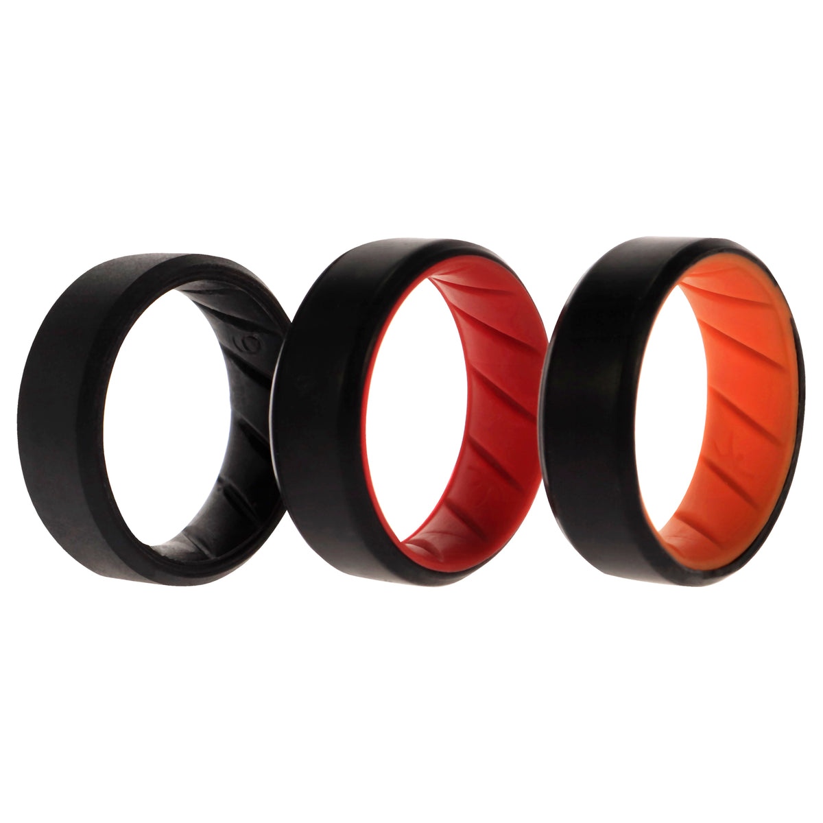 Silicone Wedding BR 8mm Edge Ring Set  MultiColor by ROQ for Men  3 x 9 mm Ring