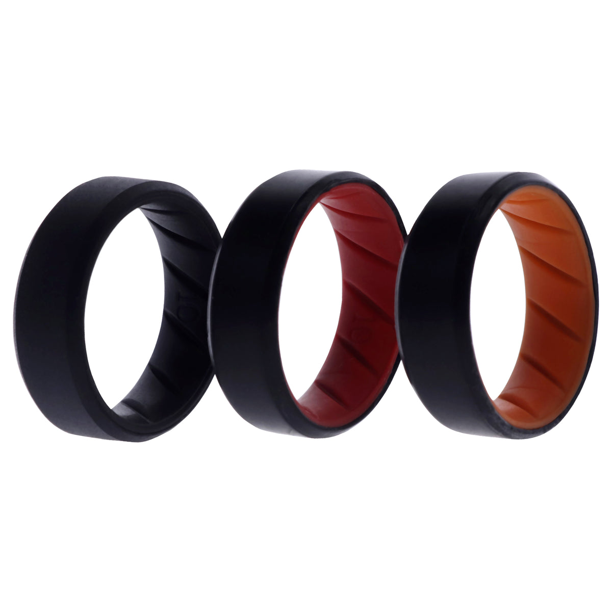 Silicone Wedding BR 8mm Edge Ring Set  MultiColor by ROQ for Men  3 x 10 mm Ring