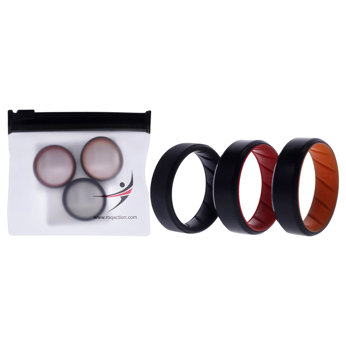 Silicone Wedding BR 8mm Edge Ring Set  MultiColor by ROQ for Men  3 x 11 mm Ring