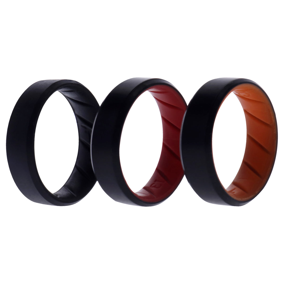 Silicone Wedding BR 8mm Edge Ring Set  MultiColor by ROQ for Men  3 x 13 mm Ring