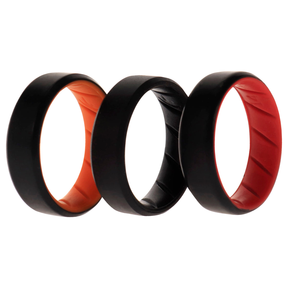 Silicone Wedding BR 8mm Edge Ring Set  MultiColor by ROQ for Men  3 x 14 mm Ring