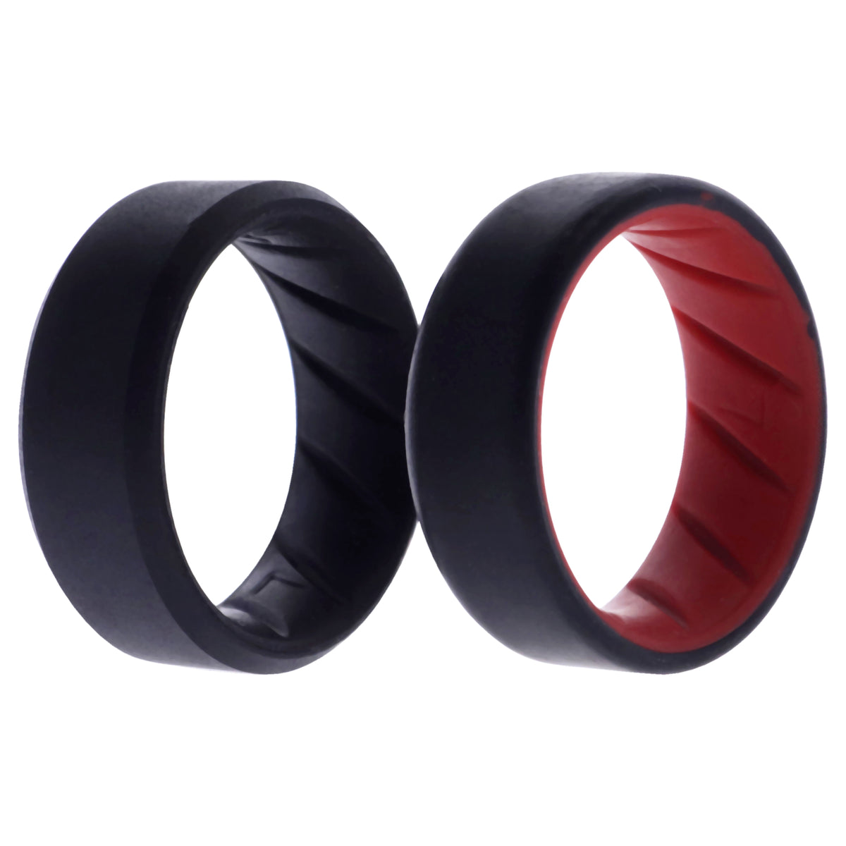 Silicone Wedding BR 8mm Edge Ring Set  BlackRed by ROQ for Men  2 x 7 mm Ring