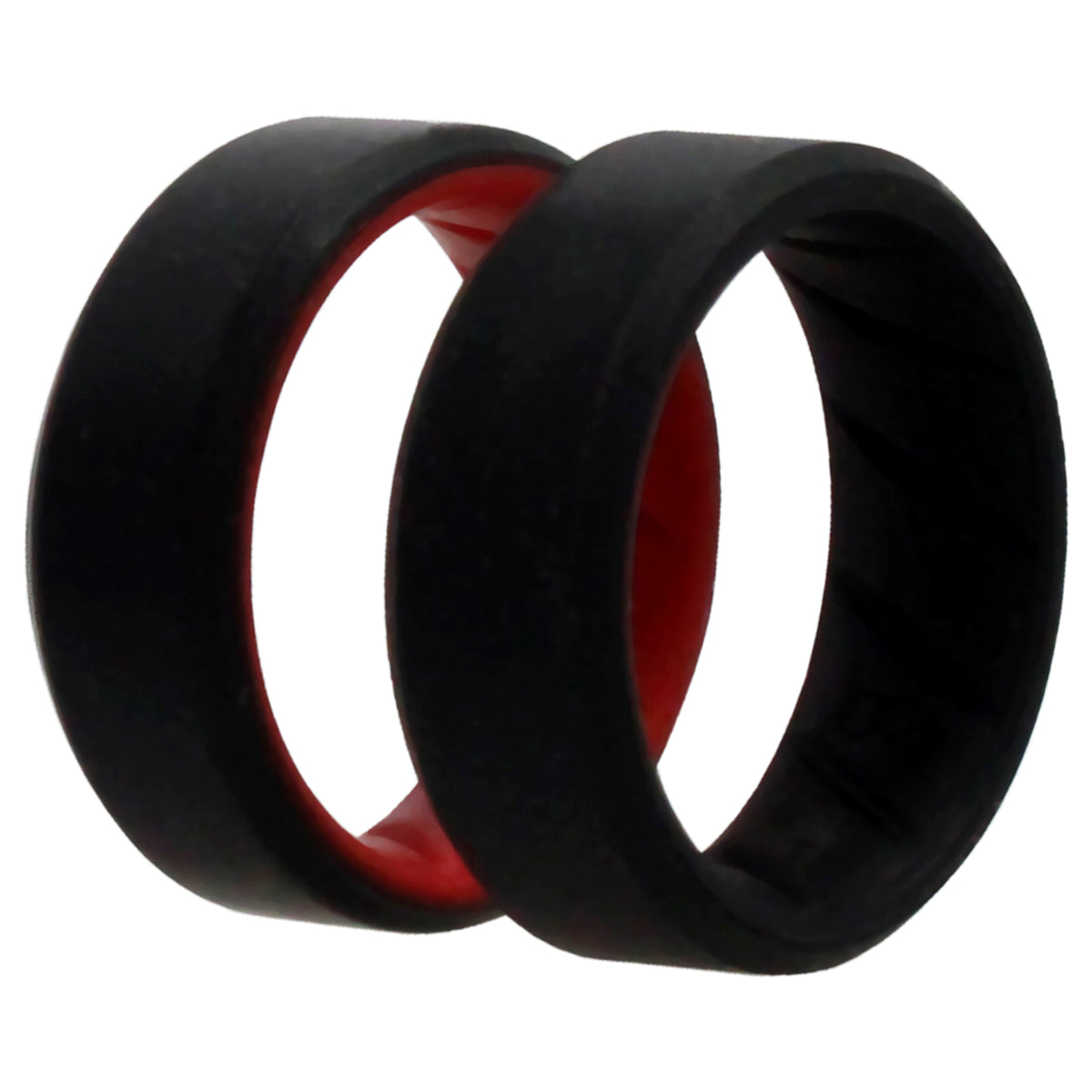 Silicone Wedding BR 8mm Edge Ring Set  BlackRed by ROQ for Men  2 x 8 mm Ring