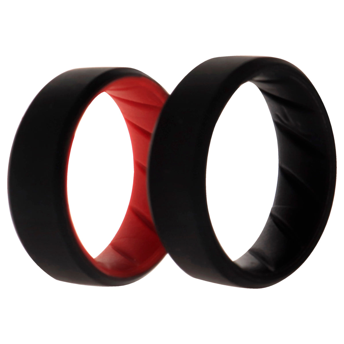 Silicone Wedding BR 8mm Edge Ring Set  BlackRed by ROQ for Men  2 x 10 mm Ring