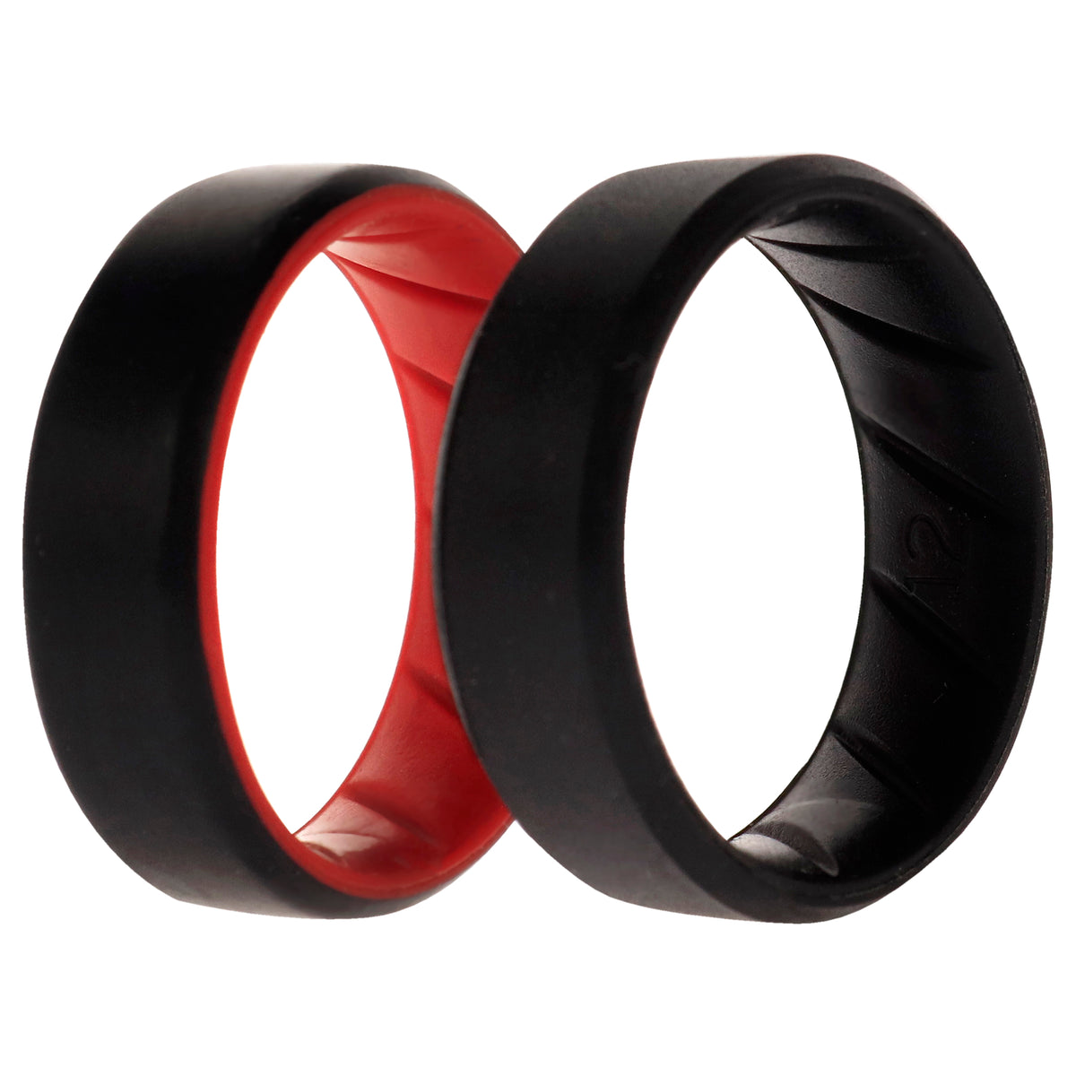 Silicone Wedding BR 8mm Edge Ring Set  BlackRed by ROQ for Men  2 x 12 mm Ring