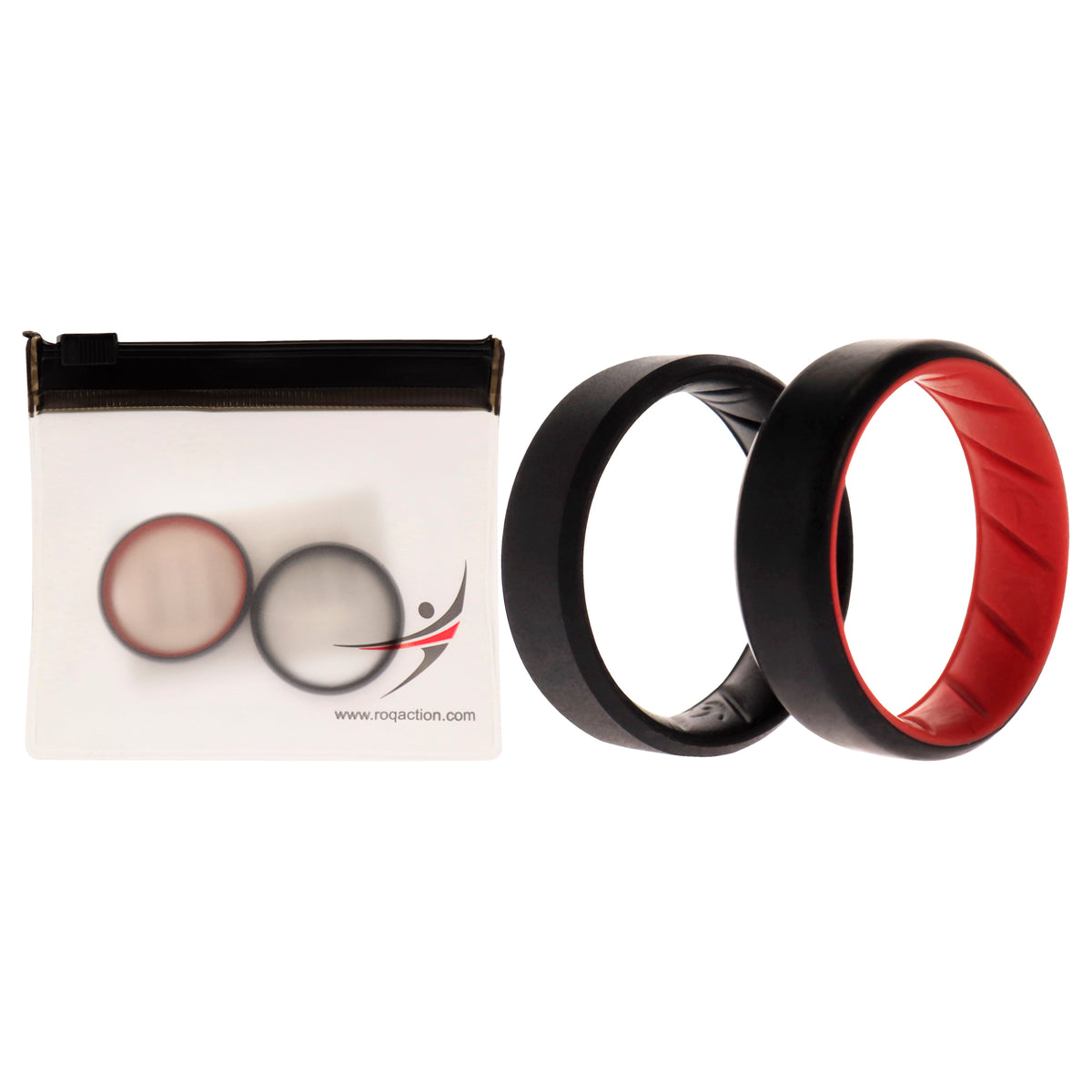 Silicone Wedding BR 8mm Edge Ring Set  BlackRed by ROQ for Men  2 x 13 mm Ring