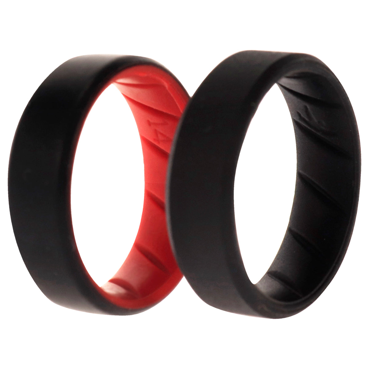 Silicone Wedding BR 8mm Edge Ring Set  BlackRed by ROQ for Men  2 x 14 mm Ring