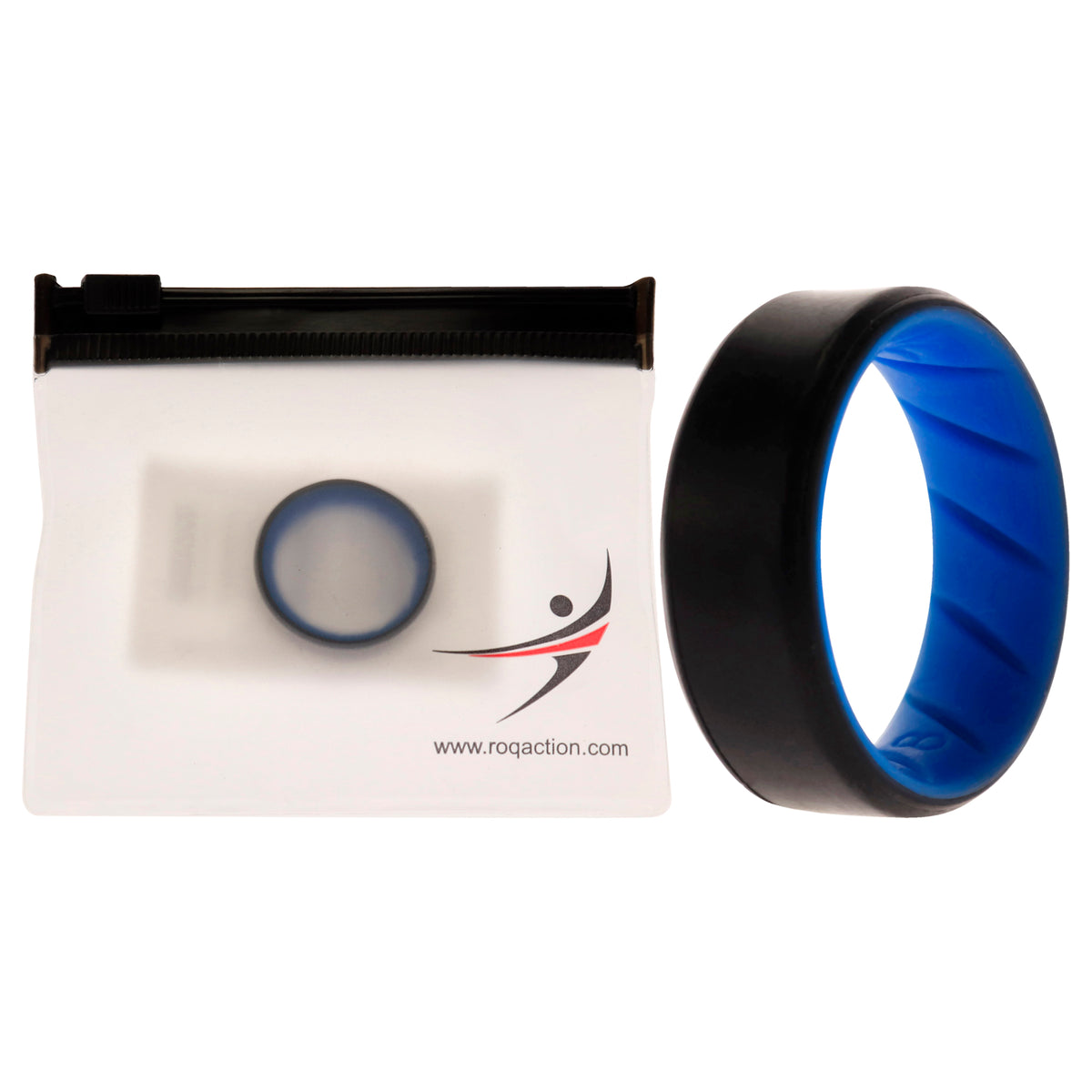 Silicone Wedding BR 8mm Edge Ring  LightBlueBlack by ROQ for Men  8 mm Ring