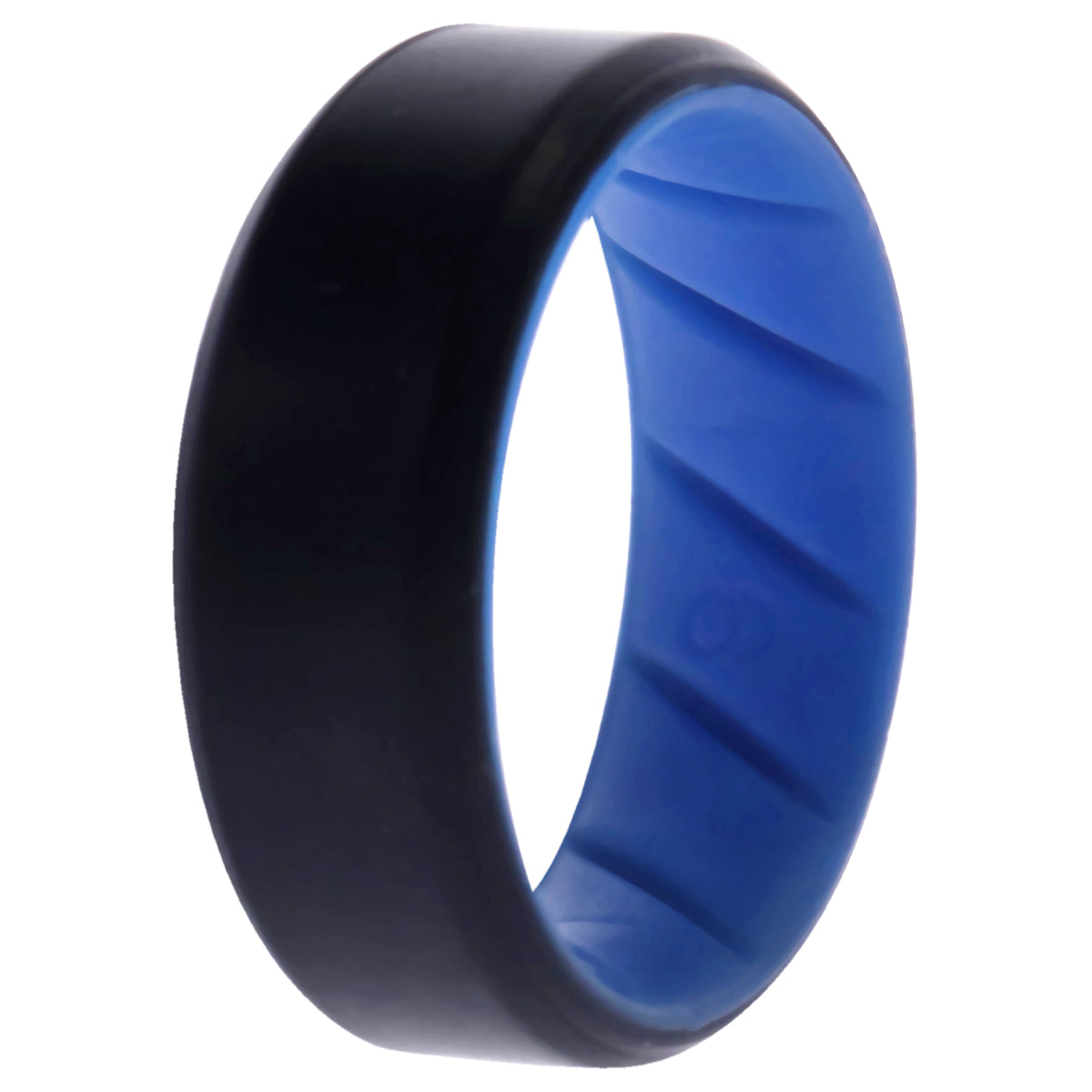 Silicone Wedding BR 8mm Edge Ring  LightBlueBlack by ROQ for Men  9 mm Ring