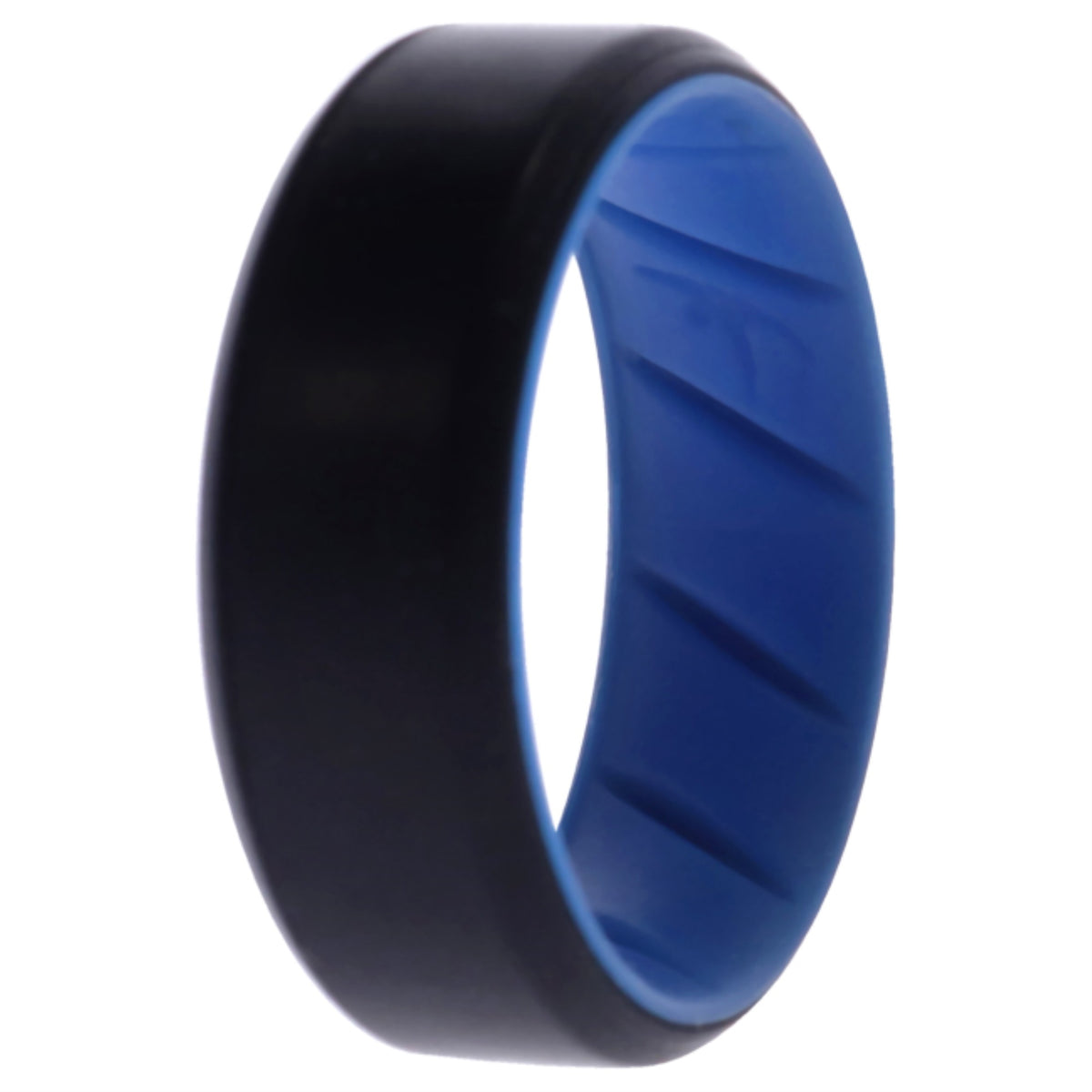 Silicone Wedding BR 8mm Edge Ring  LightBlueBlack by ROQ for Men  11 mm Ring