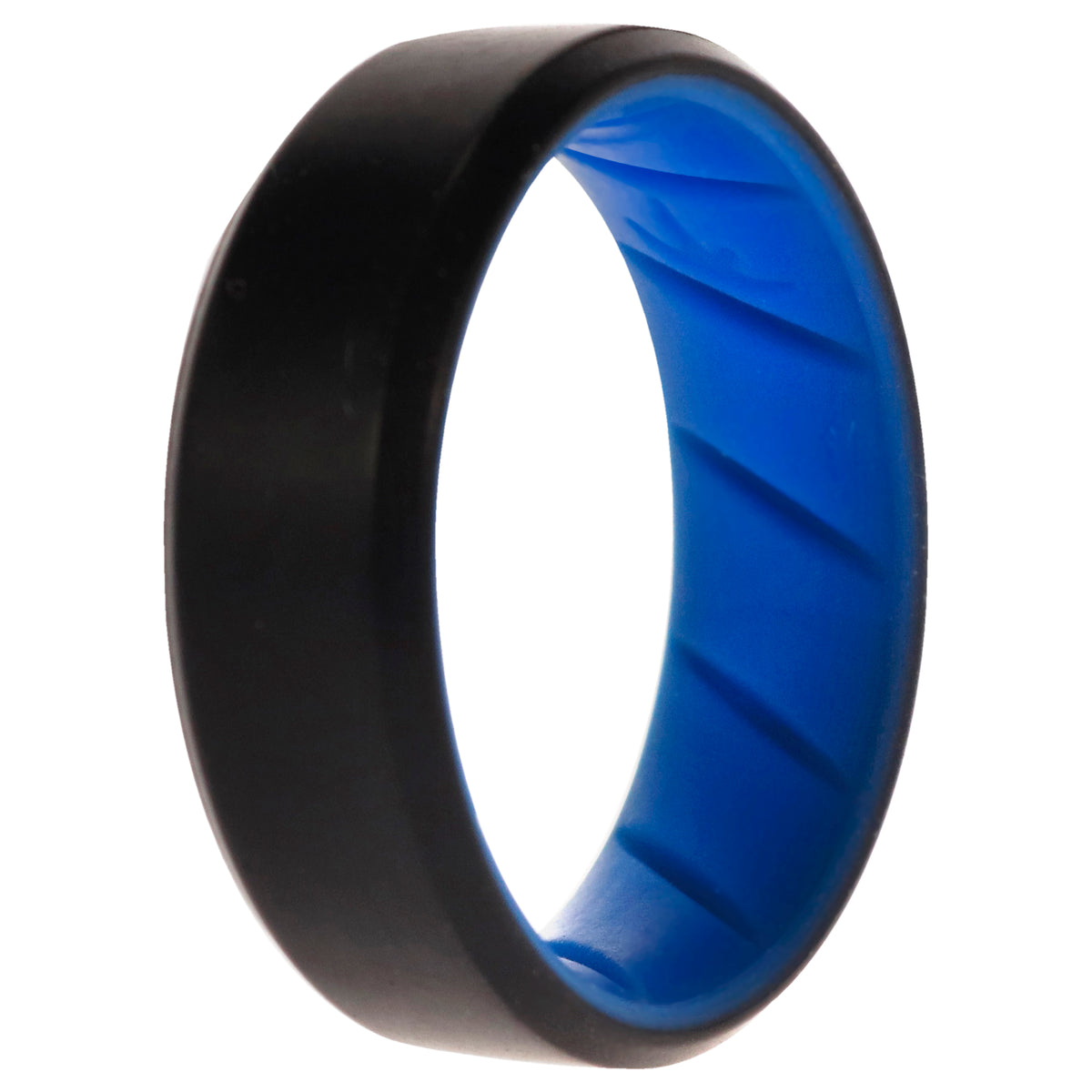 Silicone Wedding BR 8mm Edge Ring  LightBlueBlack by ROQ for Men  12 mm Ring