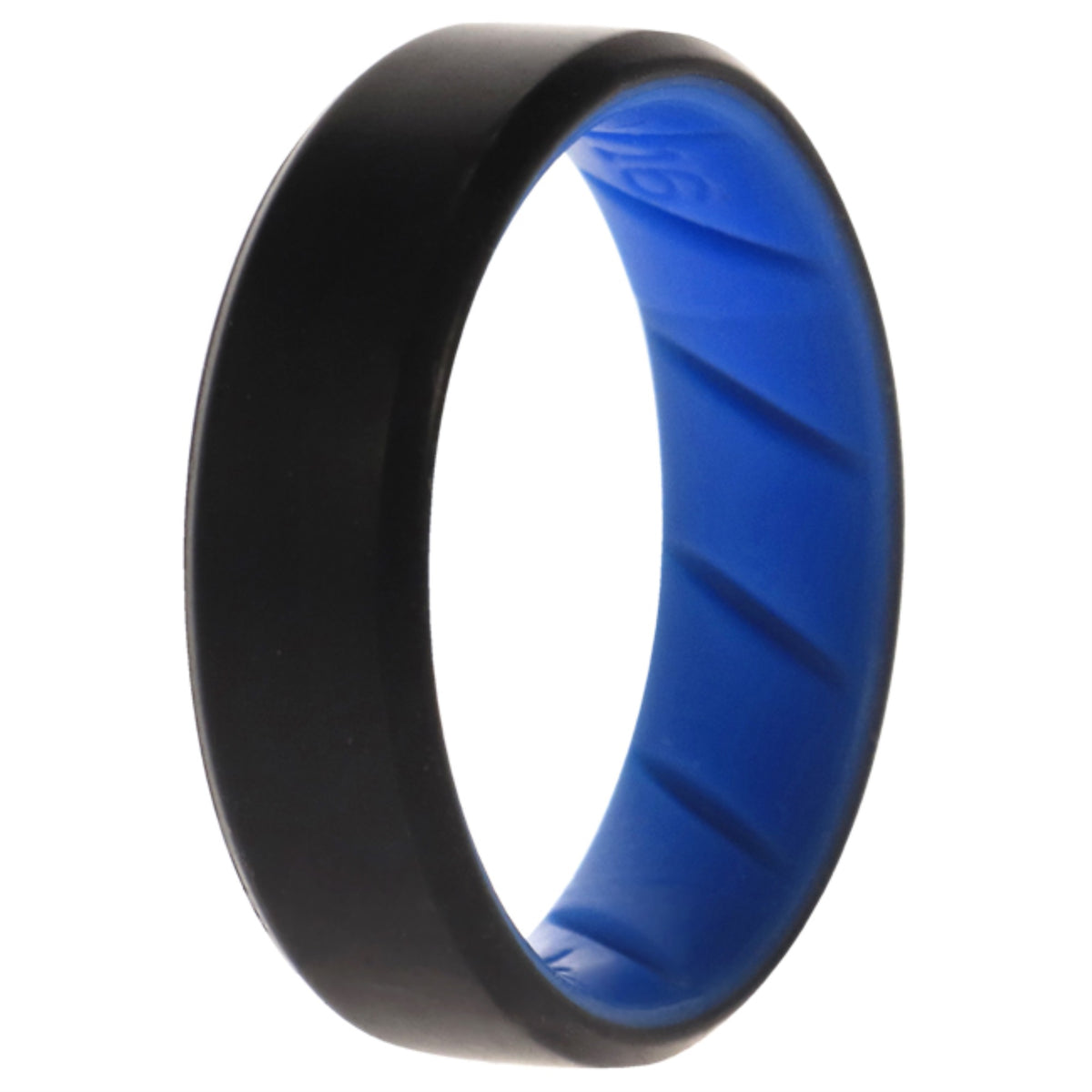 Silicone Wedding BR 8mm Edge Ring  LightBlueBlack by ROQ for Men  16 mm Ring