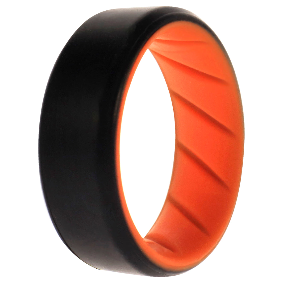 Silicone Wedding BR 8mm Edge Ring  OrangeBlack by ROQ for Men  7 mm Ring