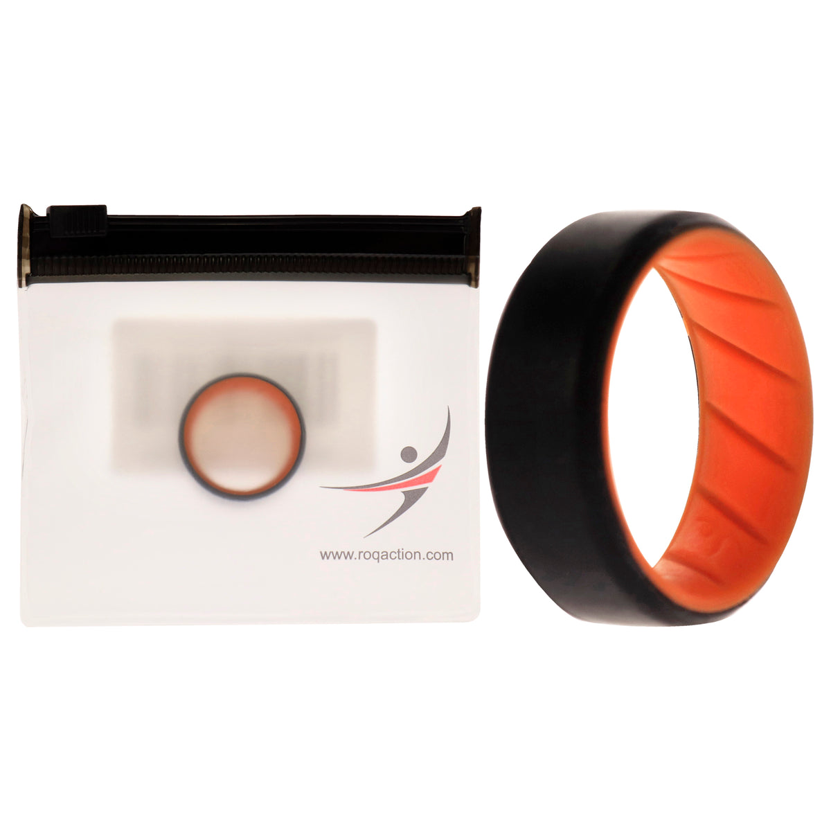 Silicone Wedding BR 8mm Edge Ring  OrangeBlack by ROQ for Men  8 mm Ring