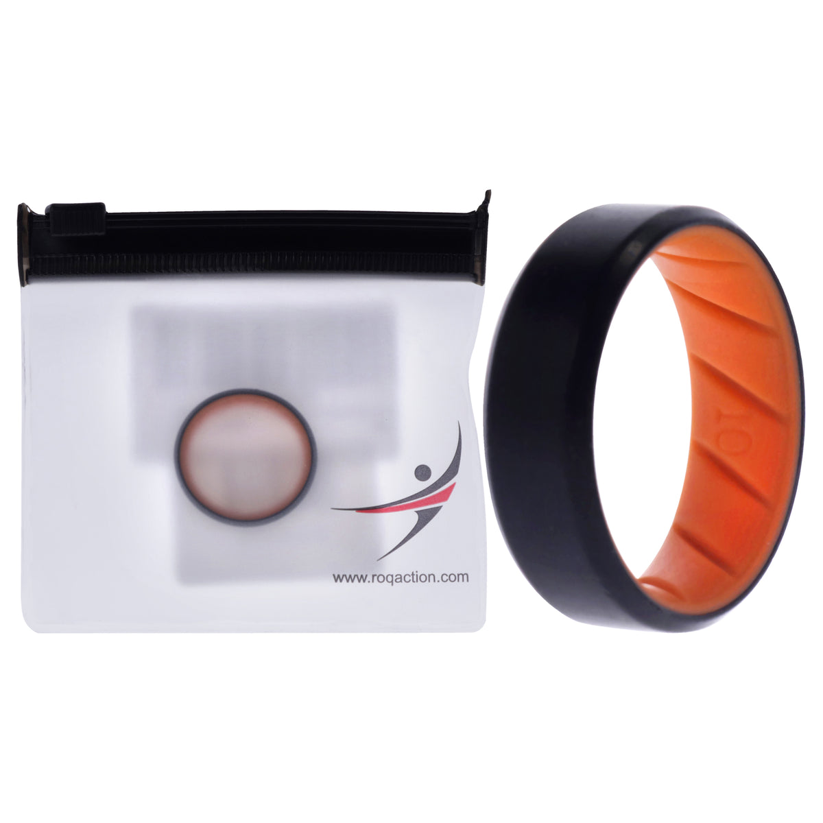 Silicone Wedding BR 8mm Edge Ring  OrangeBlack by ROQ for Men  10 mm Ring