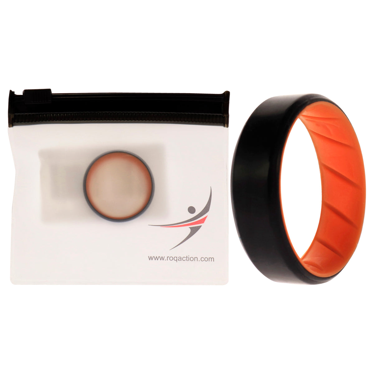 Silicone Wedding BR 8mm Edge Ring  OrangeBlack by ROQ for Men  13 mm Ring