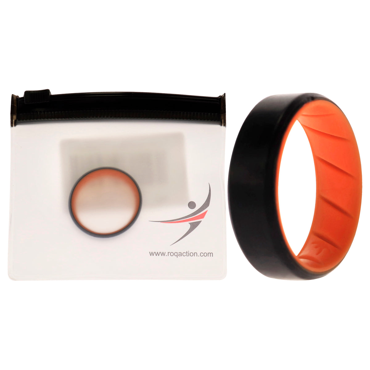 Silicone Wedding BR 8mm Edge Ring  OrangeBlack by ROQ for Men  14 mm Ring