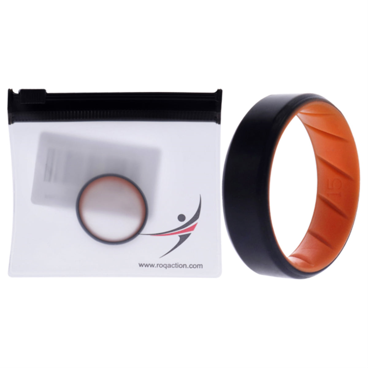 Silicone Wedding BR 8mm Edge Ring  OrangeBlack by ROQ for Men  15 mm Ring