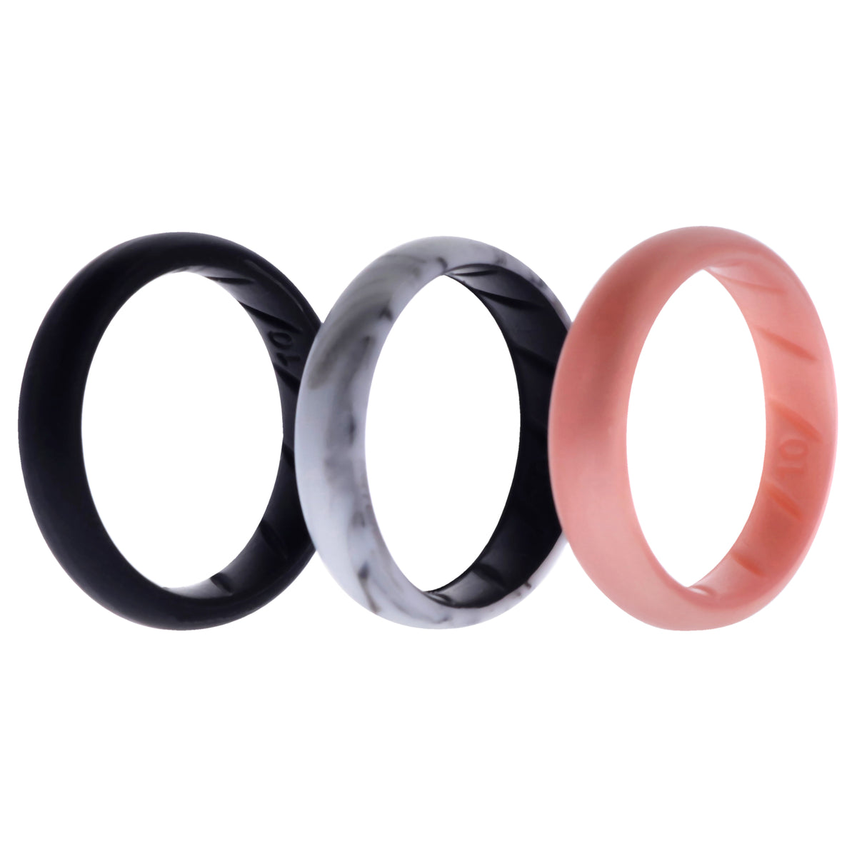 Silicone Wedding BR Solid Ring Set  Marble by ROQ for Women  3 x 10 mm Ring